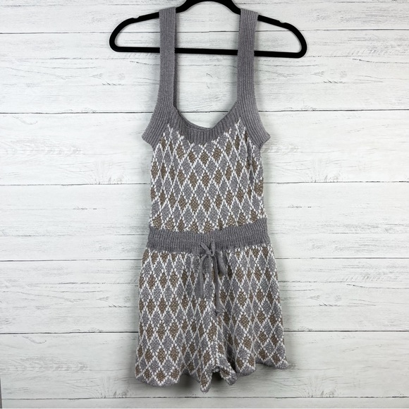 Free People Dream Diamonds Knitted Romper Gray - Picture 2 of 8